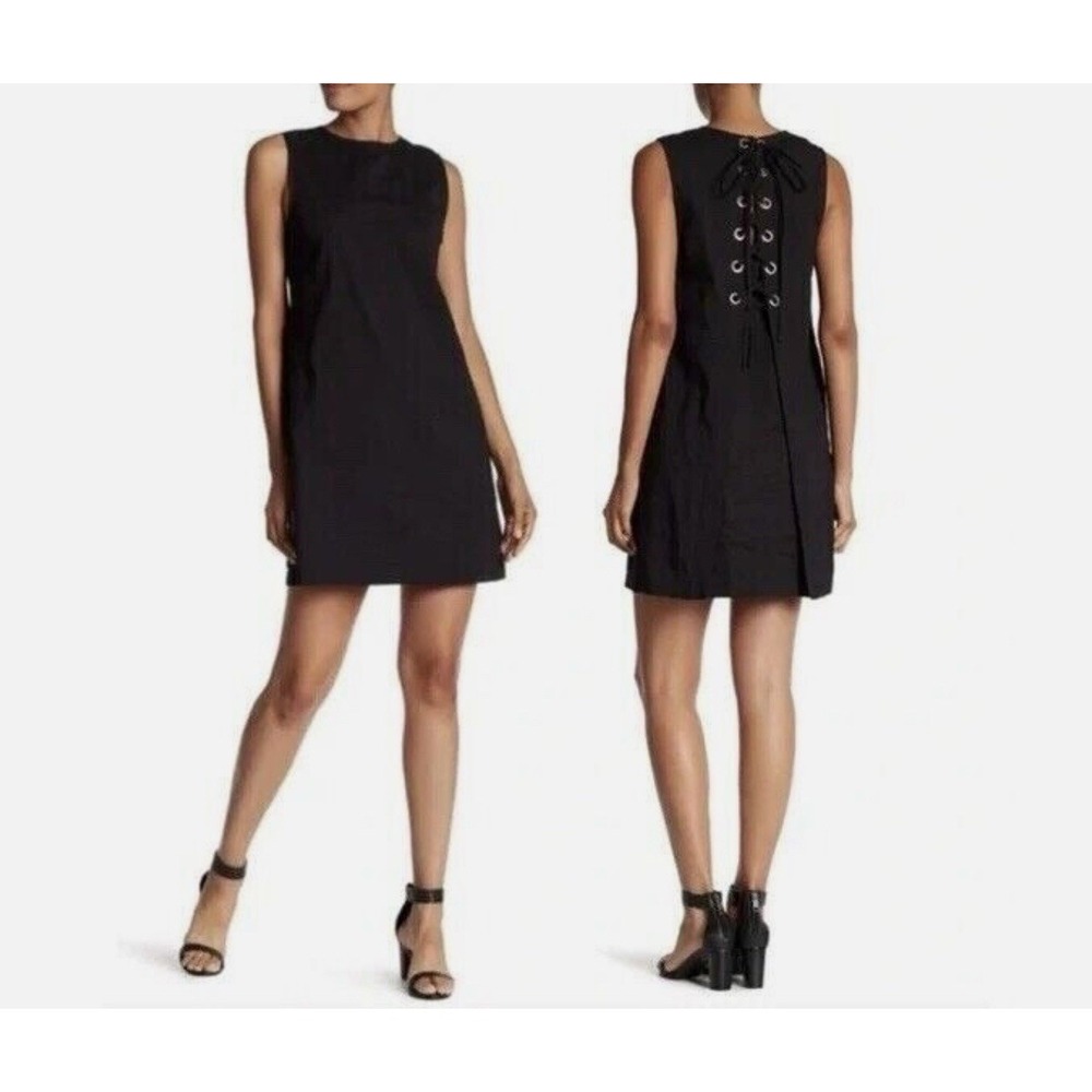 Theory Sleeveless Black Lace-Up Mini Dress